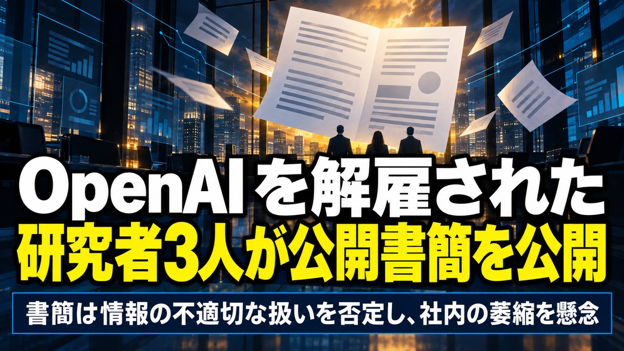 OpenAI を解雇された安全性の研究者3人の公開書簡――書簡は情報の不適切な扱いを否定し社内の萎縮を懸念、会社は機密情報の扱いが社内規程に反したと説明、食い違う両者の言い分を整理